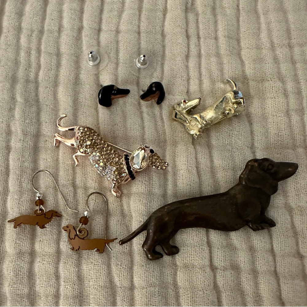 Lot of Dachshund Doxie Weiner Dog Jewelry Decorative Pins and Earrings